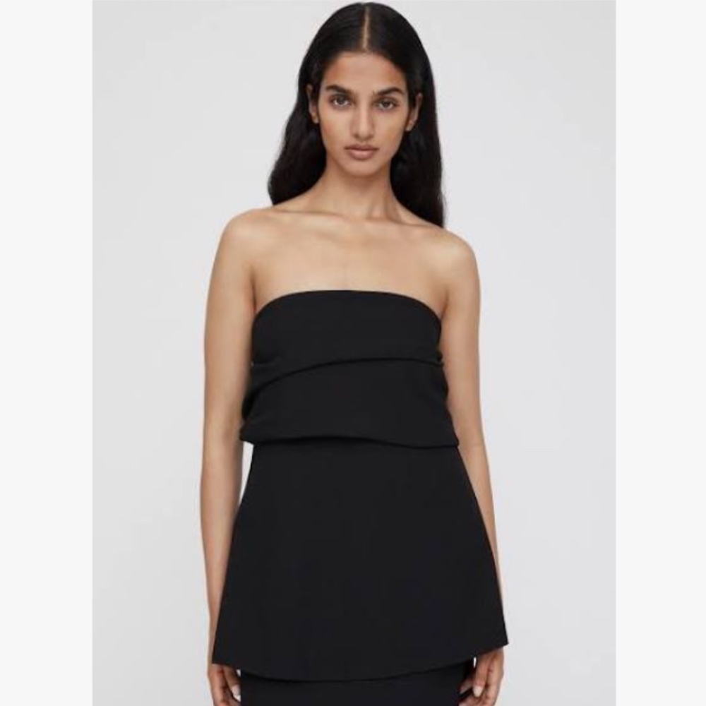 Toteme Black Strapless Crepe Top